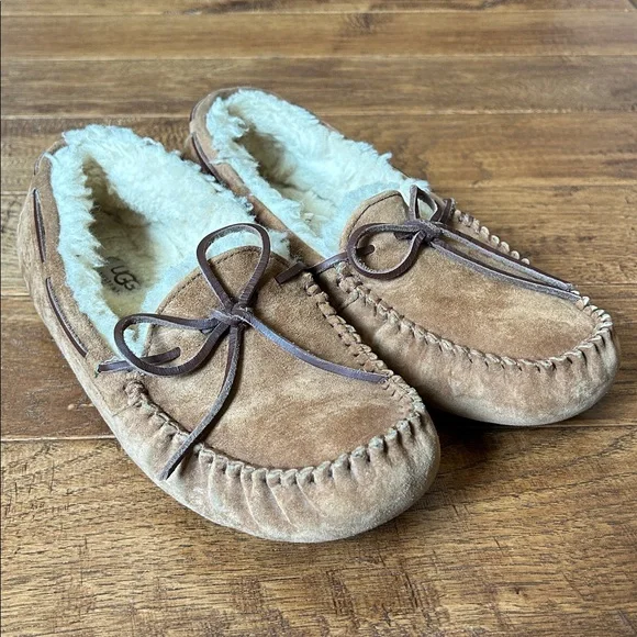 UGG Chestnut Suede Moccasin Slippers - Picture 3 of 11